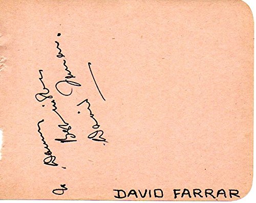 David Farrar (d. 1995) Signed Autographed Vintage Autograph Page - COA Matching Holograms