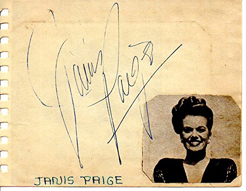 Janis Paige Signed Autographed Vintage Autograph Album Page
