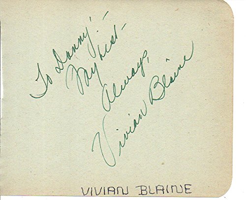 Vivian Blaine (d. 1995) Signed Autographed Vintage Autograph Album Page