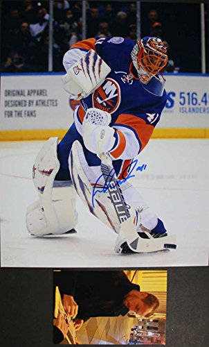 Jaroslav Halak Signed Autographed Glossy 11x14 Photo w/ Signing Photo - New York Islanders