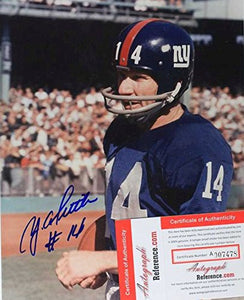 Y.A. Tittle Signed Autographed 8x10 Photo - New York Giants