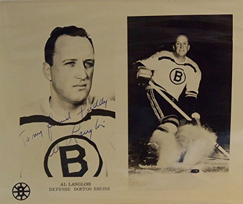 Al Langlois Signed Autographed Vintage Glossy 'To Freddy' 8x10 Photo (Boston Bruins) - COA Matching Holograms