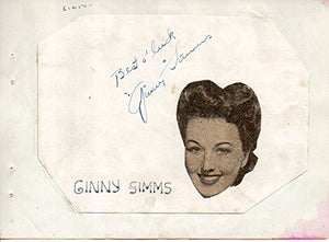 Ginny Simms (d. 1994) Signed Autographed Vintage Cut On Autograph Album Page