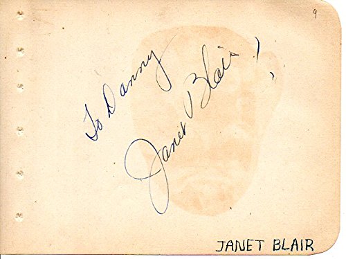 Janet Blair (d. 2007) Signed Autographed Vintage Autograph Album Page