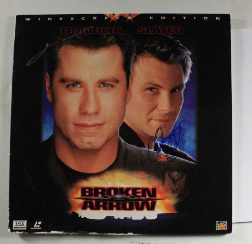 John Travolta & Christian Slater Signed Autographed 'Broken Arrow' LaserDisc Cover - COA Matching Holograms