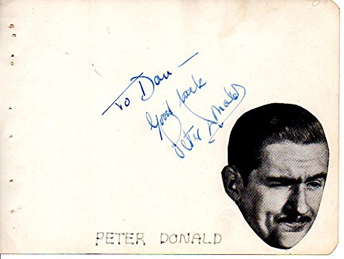 Peter Donald (d. 1979) Signed Autographed Vintage Autograph Page