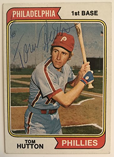 Tommy Hutton Signed Autographed 1974 Topps Baseball Card - Philadelphia Phillies