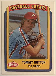 Tommy Hutton Signed Autographed 1990 Swell Greats Baseball Card - Philadelphia Phillies