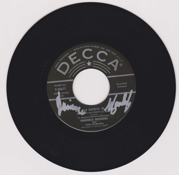 Domenico Modugno (d. 1994) Signed Autographed Vintage 45 rpm Record Album - COA Matching Holograms