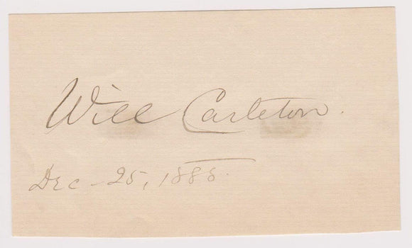 Will Carleton (d. 1912) Signed Autographed Vintage Page Legendary Poet - COA Matching Holograms