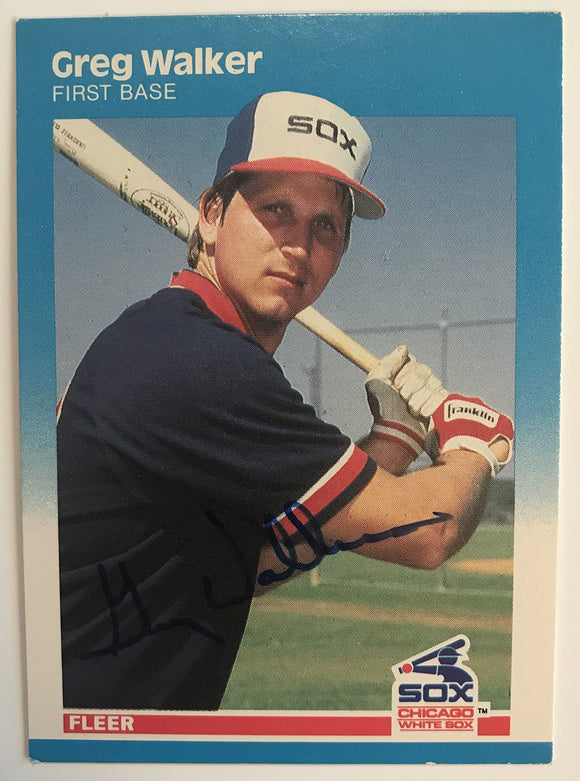 Greg Walker Signed Autographed 1987 Fleer Baseball Card - Chicago White Sox