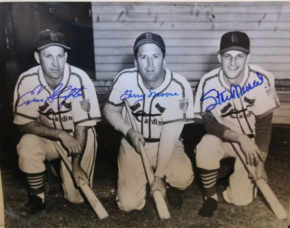 Stan Musial, Terry Moore, Enos Slaughter Signed Autographed Glossy 11x14 Photo St. Louis Cardinals - COA Matching Holograms