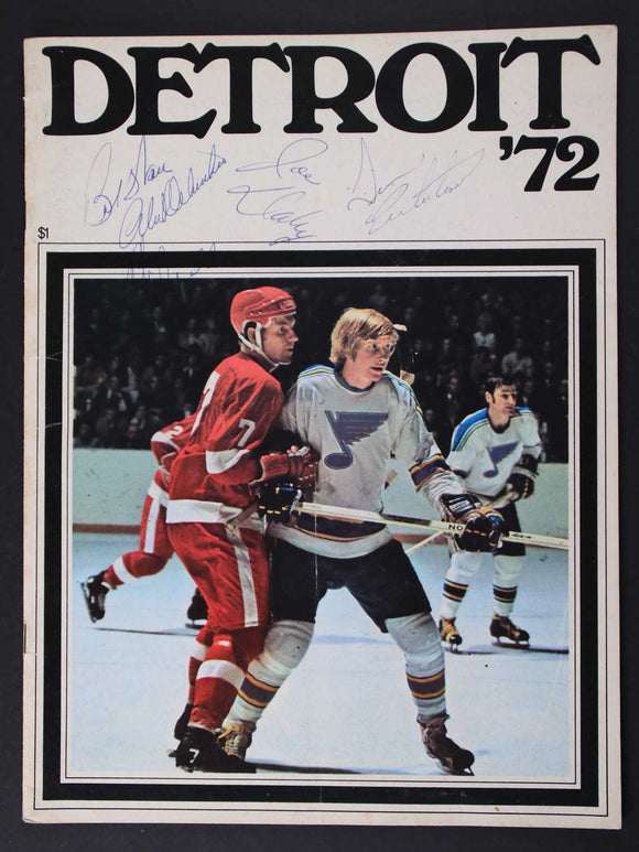 Alex Delvecchio, Joe Daley & Tim Eccelstone Signed Autographed Complete 1972 Detroit Red Wings Program - COA Matching Holograms