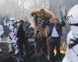 Harrison Ford, John Boyega & Peter Mayhew Signed Autographed "Star Wars" Glossy 8x10 Photo - COA Matching Holograms