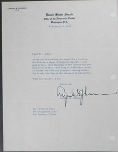Lyndon B. Johnson (d. 1973) Signed Autographed Vintage 1960 Letter on US Senate Letterhead - COA Matching Holograms
