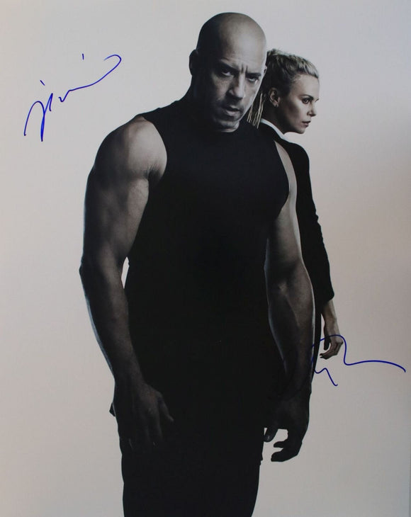 Vin Diesel & Charlize Theron Signed Autographed 