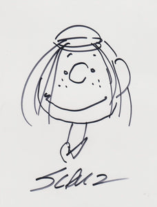 Charles Schulz (d. 2000) Signed Autographed 6x8 Original "Peppermint Patty" Artwork - COA Matching Holograms