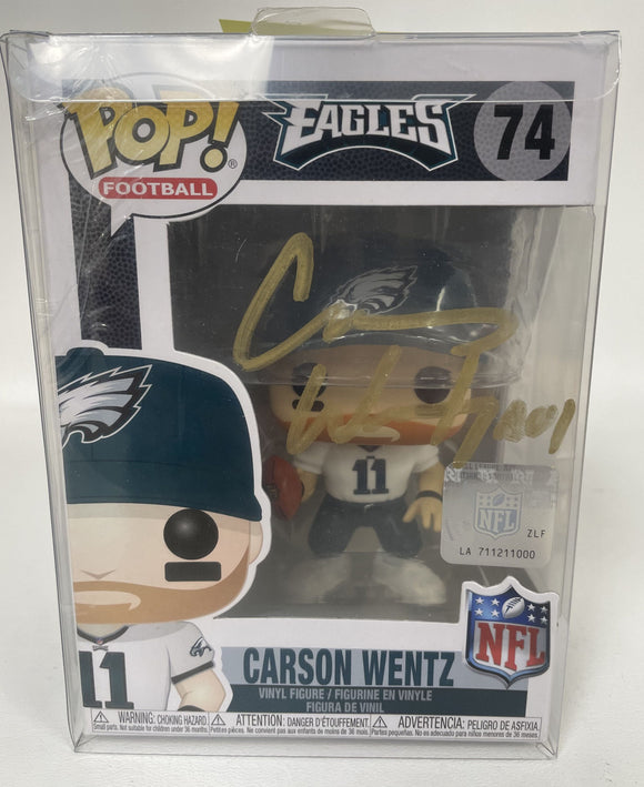 Carson Wentz Signed Autographed Philadelphia Eagles Funko Pop - COA Matching Holograms