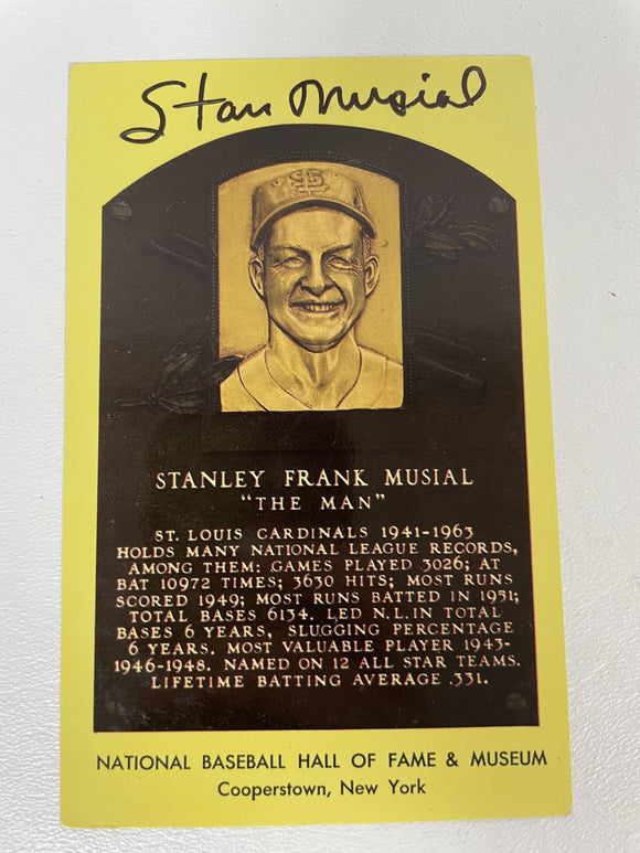 Stan Musial (d. 2013) Signed Autographed Hall of Fame Postcard - COA Matching Holograms