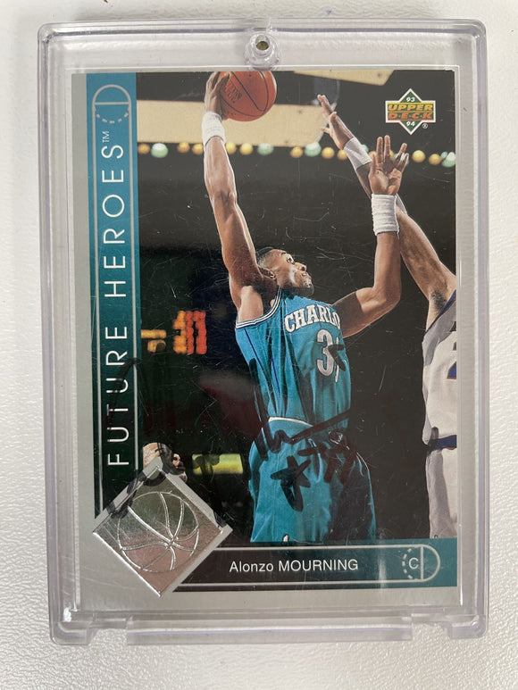 Alonzo Mourning Signed Autographed 1994 Upper Deck Basketball Card Charlotte Hornets - COA Matching Holograms