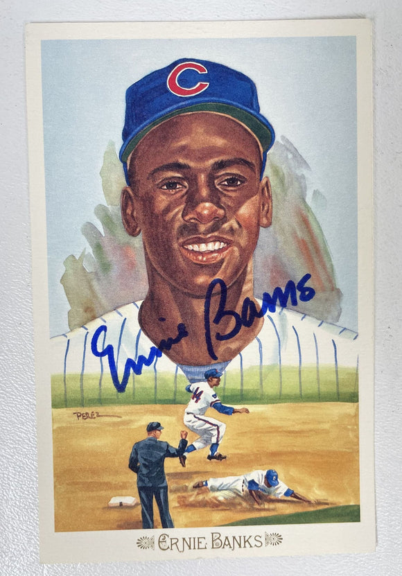 Ernie Banks (d. 2015) Signed Autographed Perez-Steele Celebration Postcard - COA Matching Holograms