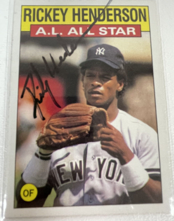 Rickey Henderson Signed Autographed 1986 Topps All-Star Baseball Card - New York Yankees