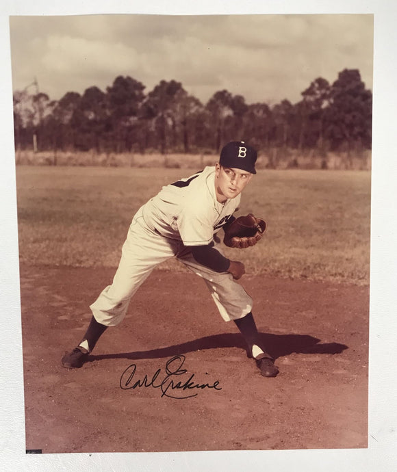 Carl Erskine Signed Autographed Glossy 8x10 Photo - Brooklyn Dodgers
