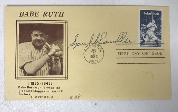 Spud Chandler (d. 1990) Signed Autographed Vintage Babe Ruth First Day Cover FDC - New York Yankees