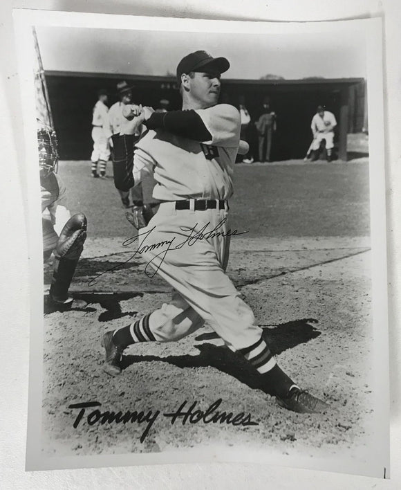 Tommy Holmes (d. 2008) Signed Autographed Glossy 8x10 Photo Boston Braves - COA Matching Holograms