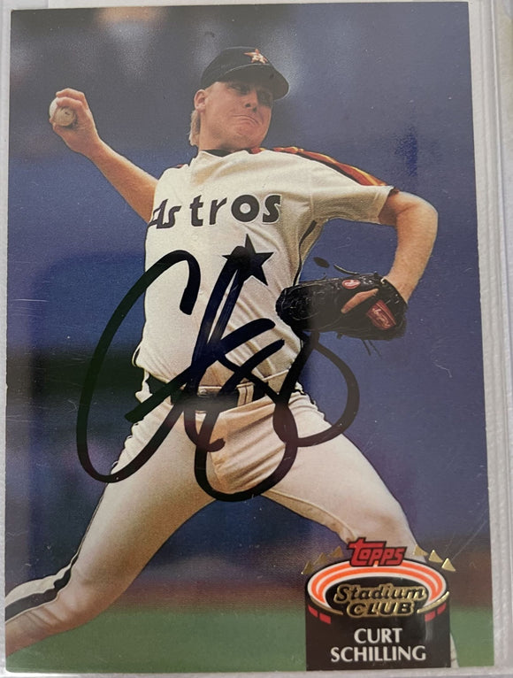 Curt Schilling Signed Autographed 1992 Topps Stadium Club Baseball Card - Houston Astros