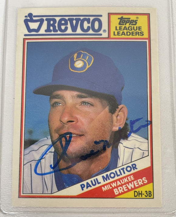 Paul Molitor Signed Autographed 1988 Topps Revco Baseball Card Milwaukee Brewers - COA Matching Holograms
