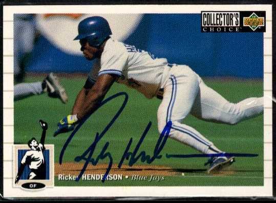 Rickey Henderson Signed Autographed 1994 Upper Deck CC Baseball Card - Toronto Blue Jays