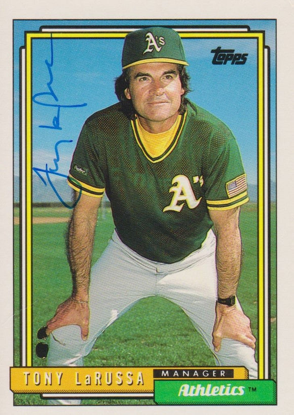 Tony La Russa Signed Autographed 1992 Topps Baseball Card Oakland A's - COA Matching Holograms