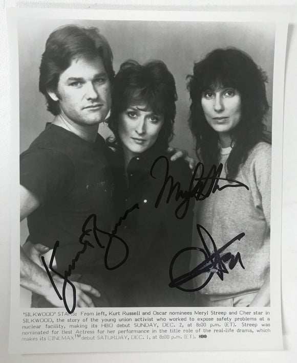 Kurt Russell, Meryl Streep & Cher Signed Autographed 