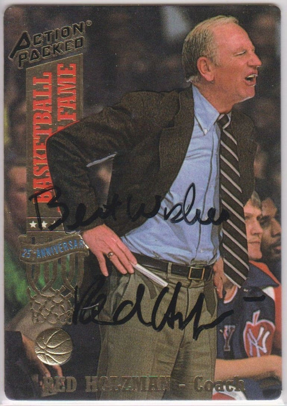 Red Holzman (d. 1998) Signed Autographed 1993 Action Packed Basketball Card New York Knicks - COA Matching Holograms