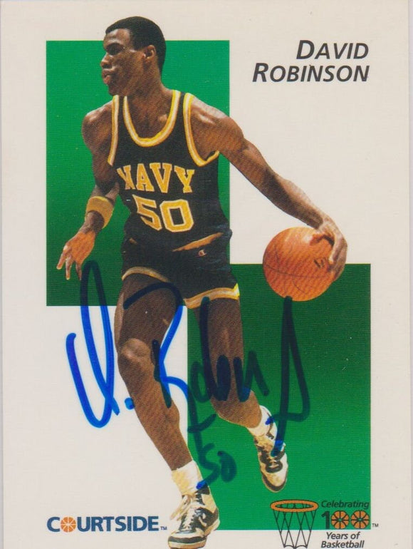 David Robinson Signed Autographed 1992 Courtside Basketball Card Navy - COA Matching Holograms