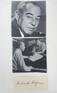 Richard Rodgers Signed Autographed Signature Cut 8.5x11 Display - COA Matching Holograms