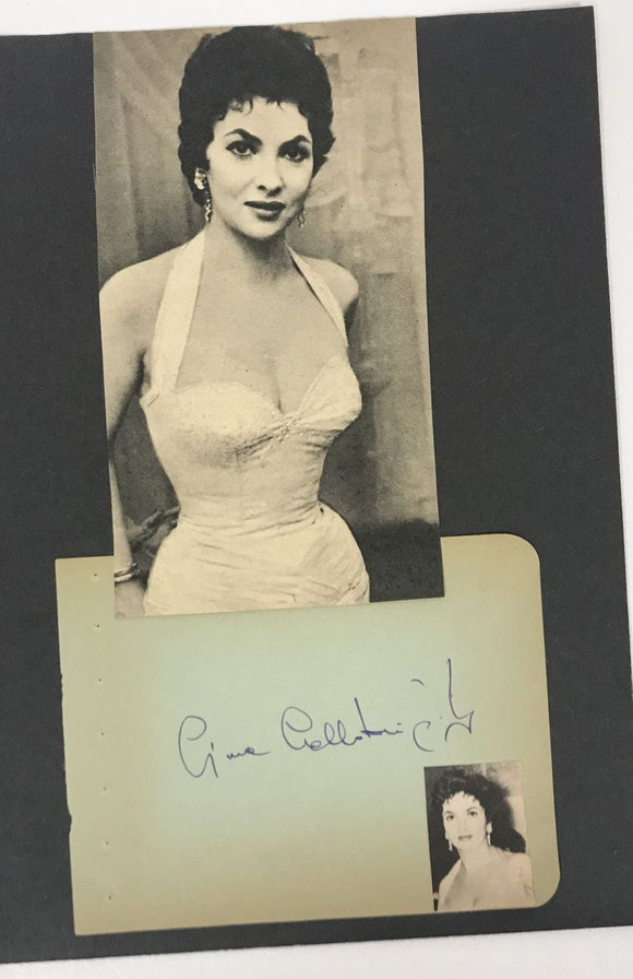 Gina Lollobrigida Signed Autographed Vintage Signature Page 8.5x11 Display - COA Matching Holograms