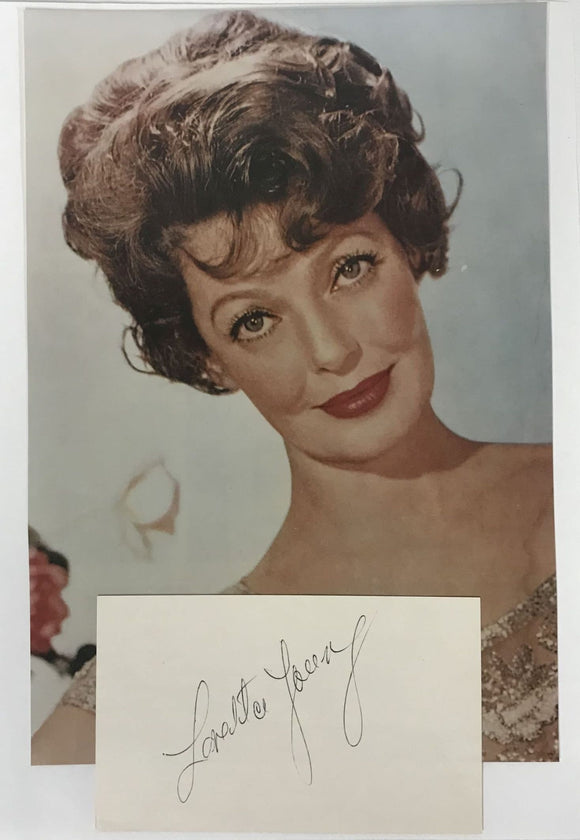 Loretta Young Signed Autographed Vintage Signature Card 8.5x11 Display - COA Matching Holograms