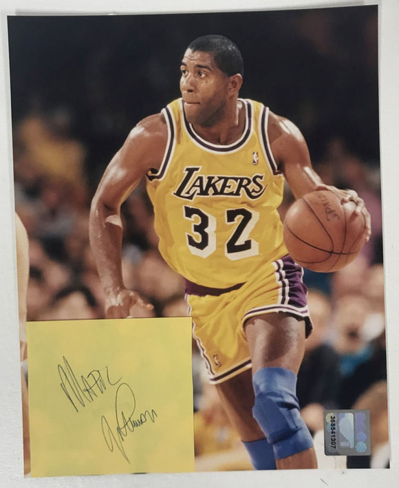 Magic Johnson Signed Autographed Vintage Signature Page 8.5x11 Display - COA Matching Holograms