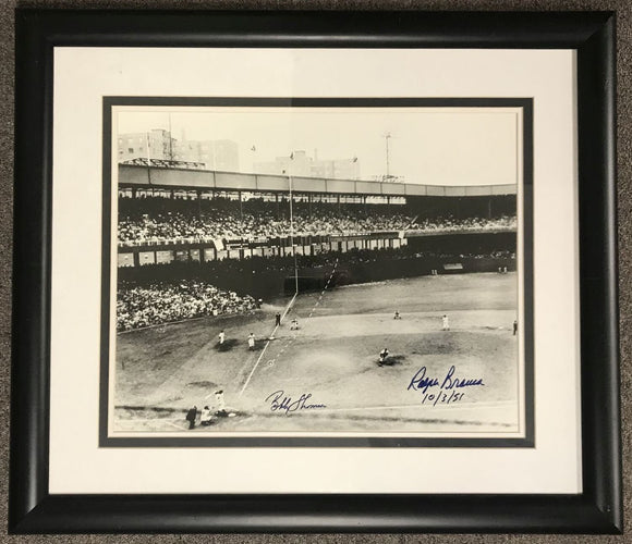 Bobby Thomson & Ralph Branca Signed Autographed 16x20 Photo Signed 25x29 Framed Matted Display - Lifetime COA
