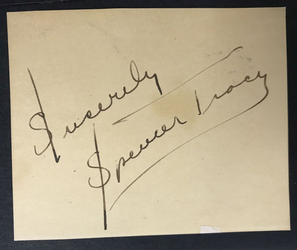 Spencer Tracy (d. 1967) Signed Autographed Vintage Signature 8.5x11 Display - Lifetime COA