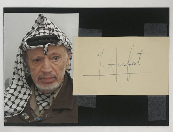 Yasser Arafat (d. 2004) Signed Autographed Vintage Signature Cut 8.5x11 Display - Lifetime COA