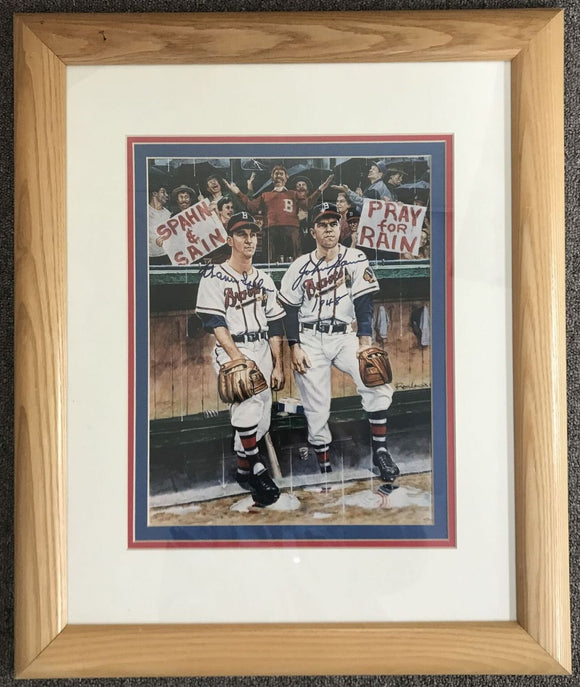 Warren Spahn & Johnny Sain Signed Autographed 11x14 Photo 20x23 Signed Framed Matted Display - Lifetime COA