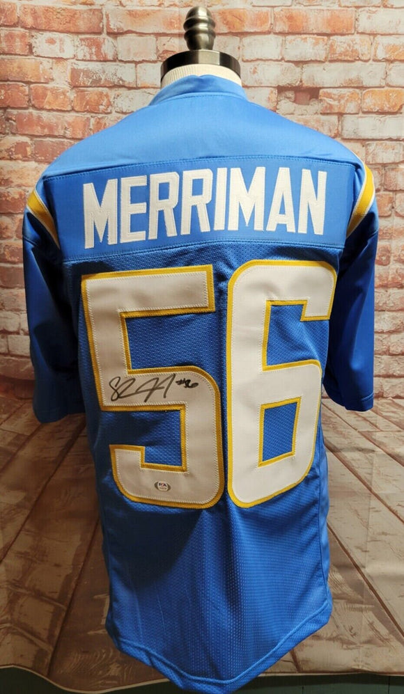 Shawne Merriman Signed Autographed San Diego Chargers Blue Custom Football Jersey - PSA/DNA COA