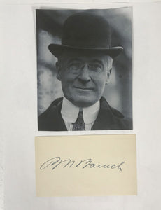 Bernard Baruch (d. 1965) Signed Autographed 8.5x11 Vintage Signature Display - Lifetime COA