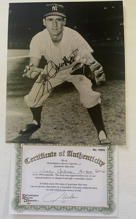 Jerry Coleman (d. 2014) Signed Autographed Glossy 8x10 Photo - New York Yankees