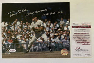 Tony Kubek Signed Autographed "World Champions" Glossy 8x10 Photo New York Yankees - JSA Authenticated