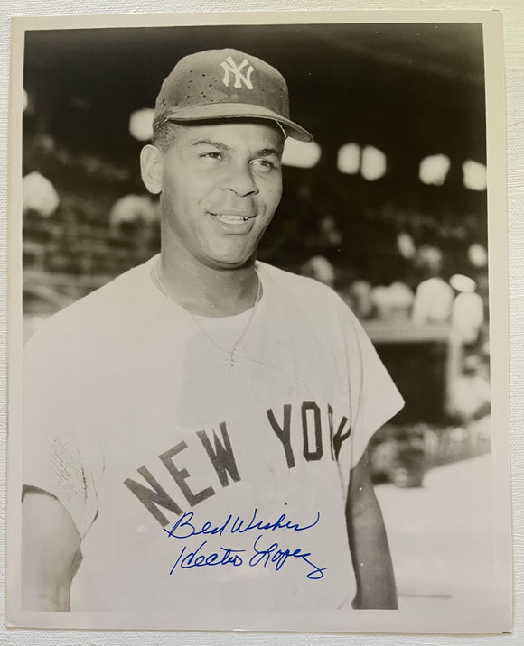 Hector Lopez Signed Autographed Vintage Glossy 8x10 Photo - New York Yankees