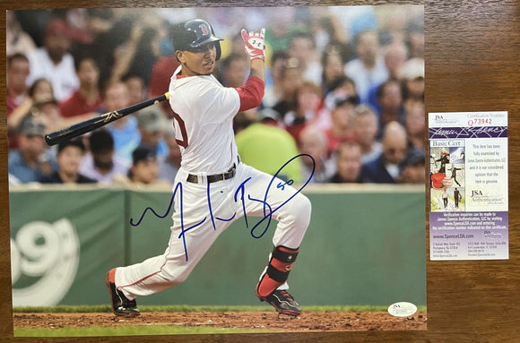 Mookie Betts Signed Autographed Glossy 11x14 Photo Boston Red Sox - JSA Authenticated